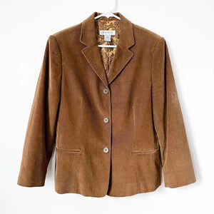 Nine West Tan Corduroy Blazer 10 Paisley Lining Horse Girl Y2K Academia Preppy
